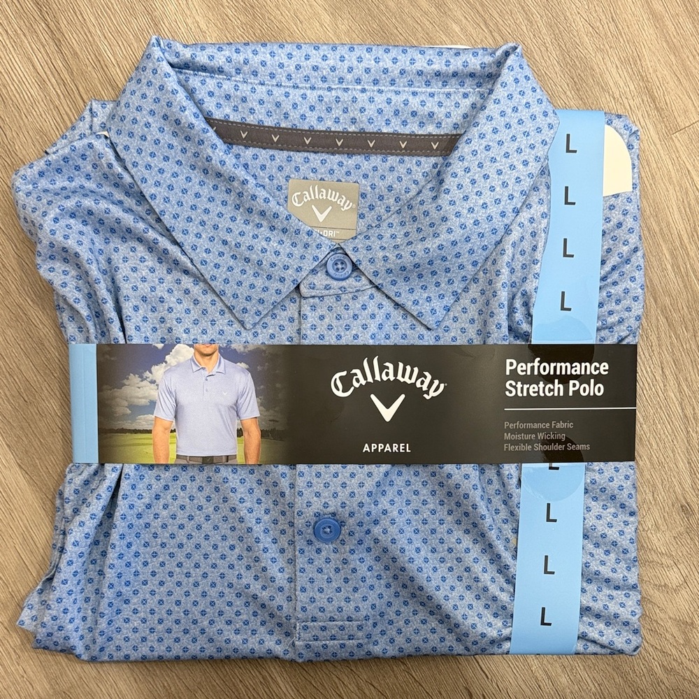 Callaway Men's Light Blue Patterned Polo